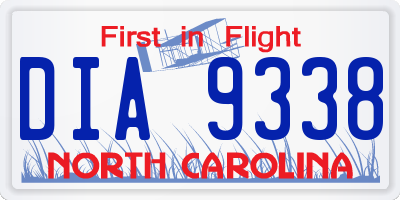 NC license plate DIA9338