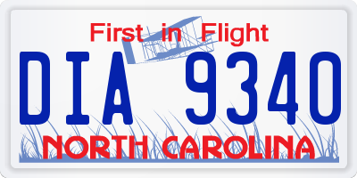 NC license plate DIA9340