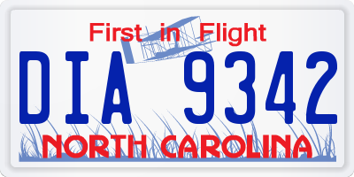 NC license plate DIA9342