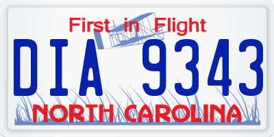 NC license plate DIA9343