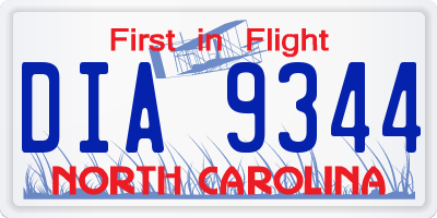 NC license plate DIA9344