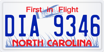 NC license plate DIA9346