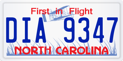 NC license plate DIA9347