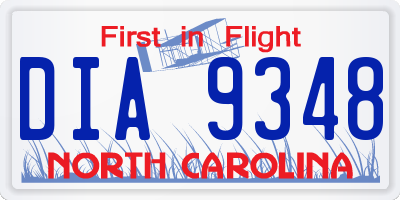 NC license plate DIA9348