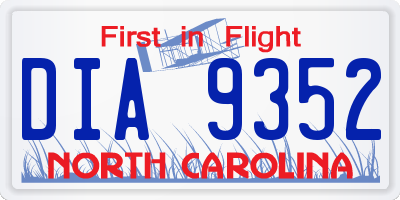 NC license plate DIA9352