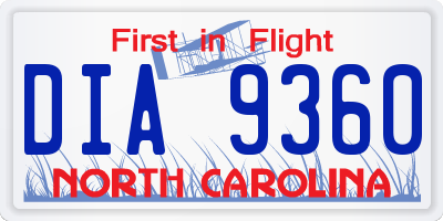 NC license plate DIA9360