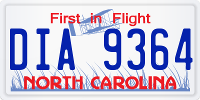 NC license plate DIA9364