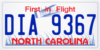NC license plate DIA9367