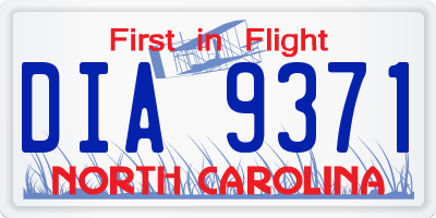 NC license plate DIA9371