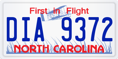 NC license plate DIA9372