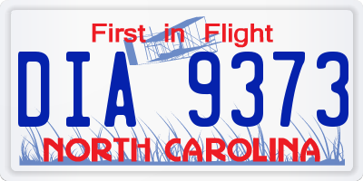 NC license plate DIA9373