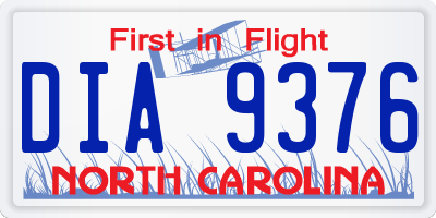 NC license plate DIA9376