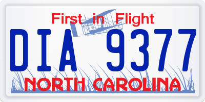 NC license plate DIA9377