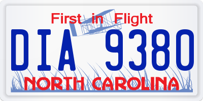 NC license plate DIA9380