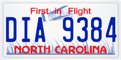 NC license plate DIA9384
