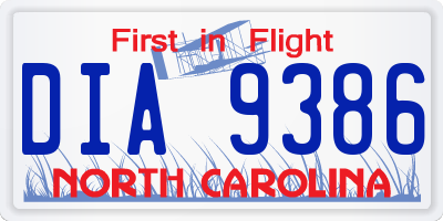 NC license plate DIA9386