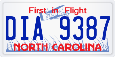 NC license plate DIA9387