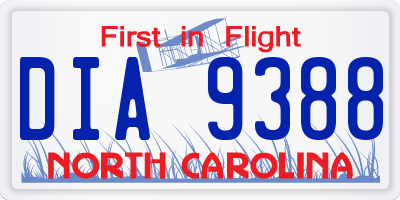 NC license plate DIA9388