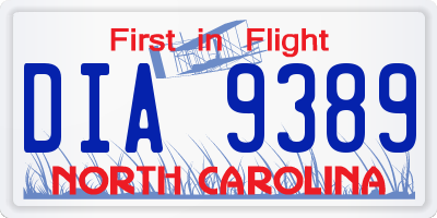 NC license plate DIA9389