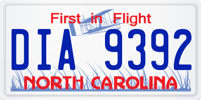 NC license plate DIA9392