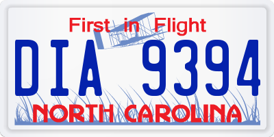 NC license plate DIA9394