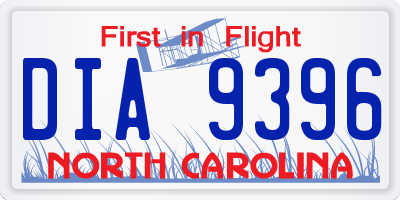NC license plate DIA9396