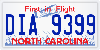 NC license plate DIA9399