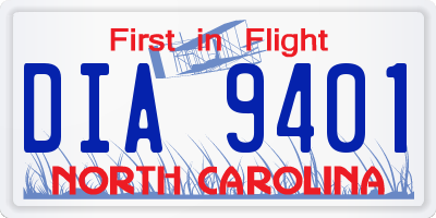 NC license plate DIA9401