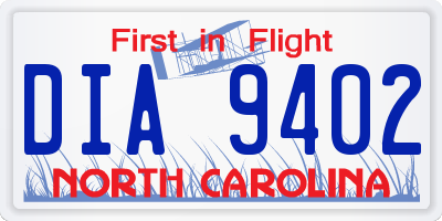 NC license plate DIA9402