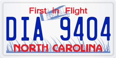 NC license plate DIA9404