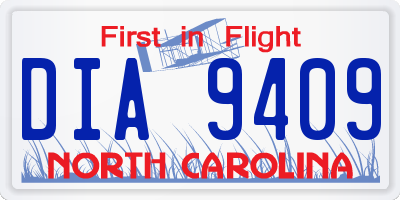 NC license plate DIA9409