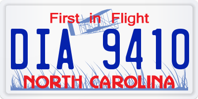 NC license plate DIA9410