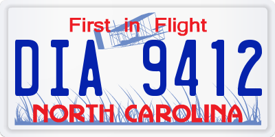 NC license plate DIA9412