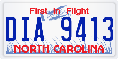 NC license plate DIA9413
