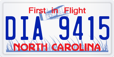 NC license plate DIA9415