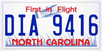 NC license plate DIA9416