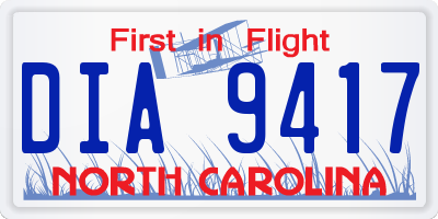 NC license plate DIA9417