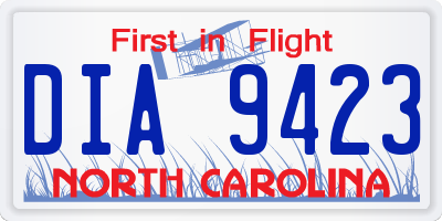 NC license plate DIA9423