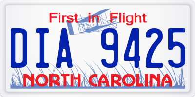 NC license plate DIA9425