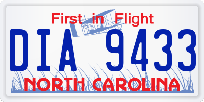 NC license plate DIA9433
