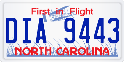 NC license plate DIA9443