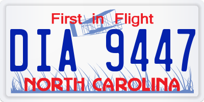 NC license plate DIA9447