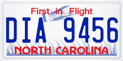 NC license plate DIA9456