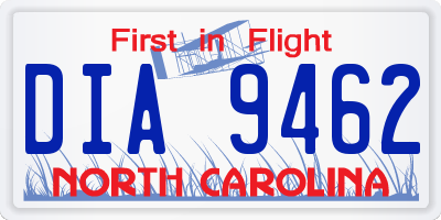 NC license plate DIA9462