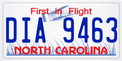 NC license plate DIA9463