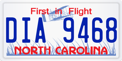 NC license plate DIA9468