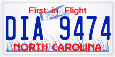 NC license plate DIA9474