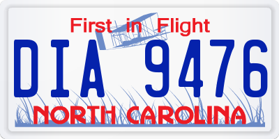 NC license plate DIA9476