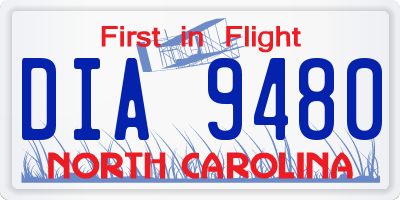 NC license plate DIA9480