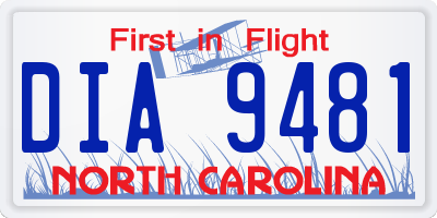 NC license plate DIA9481